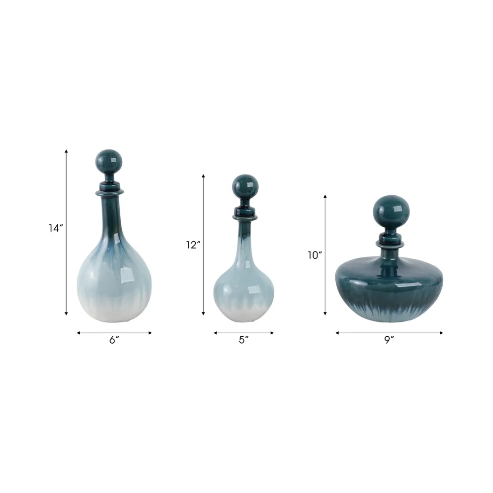HOLDENCLIFF SET OF 3 BLUE VASES 14 (IN)