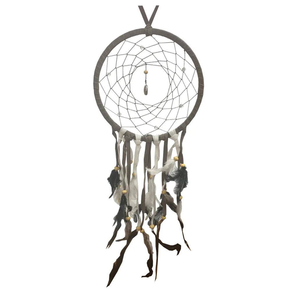 27.5" SUEDE GREY & WHITE DREAMCATCHER
