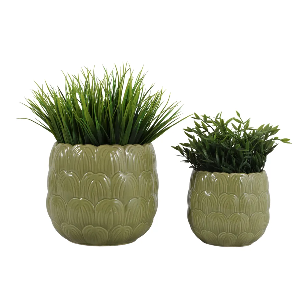 TATUMWOOD SET OF 2 GREEN PLANTER 7 (IN)