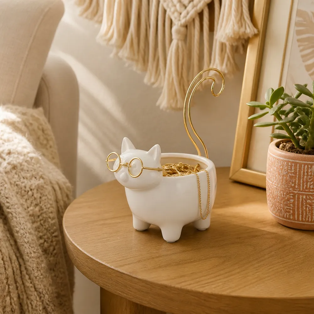 CARLINOAK WHITE TRINKET DISH 6 (IN)