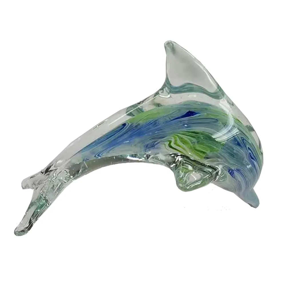 4-3/4" GLASS BLUE/GREEN DOLPHIN 190G