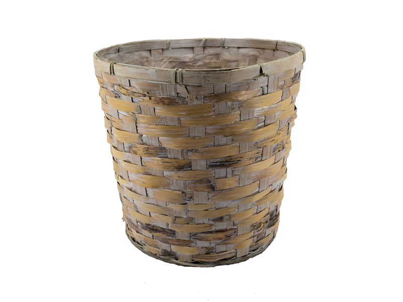 11" Rattan Basket Pot Cover, White Wash 2