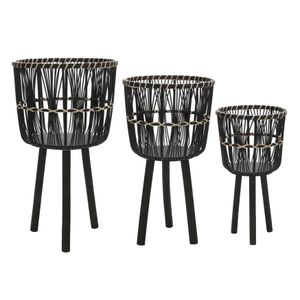 HALFORDBURN SET OF 3 BLACK PLANTER 26 (IN) 1
