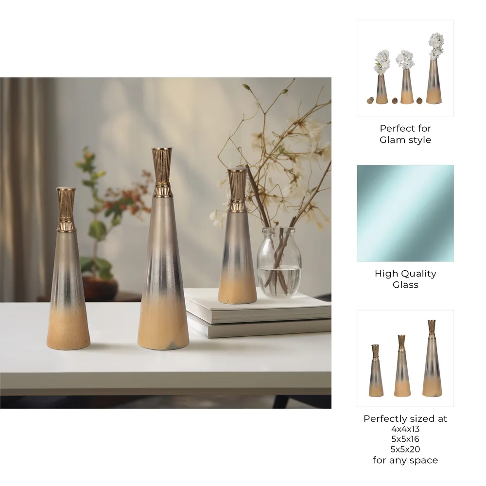 BONDMILL SET OF 3 GOLD GLASS VASES 20 (IN)