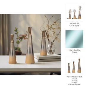BONDMILL SET OF 3 GOLD GLASS VASES 20 (IN) 10
