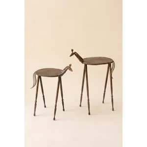 Set of 2 Forged-Iron Horse Accent Tables 2