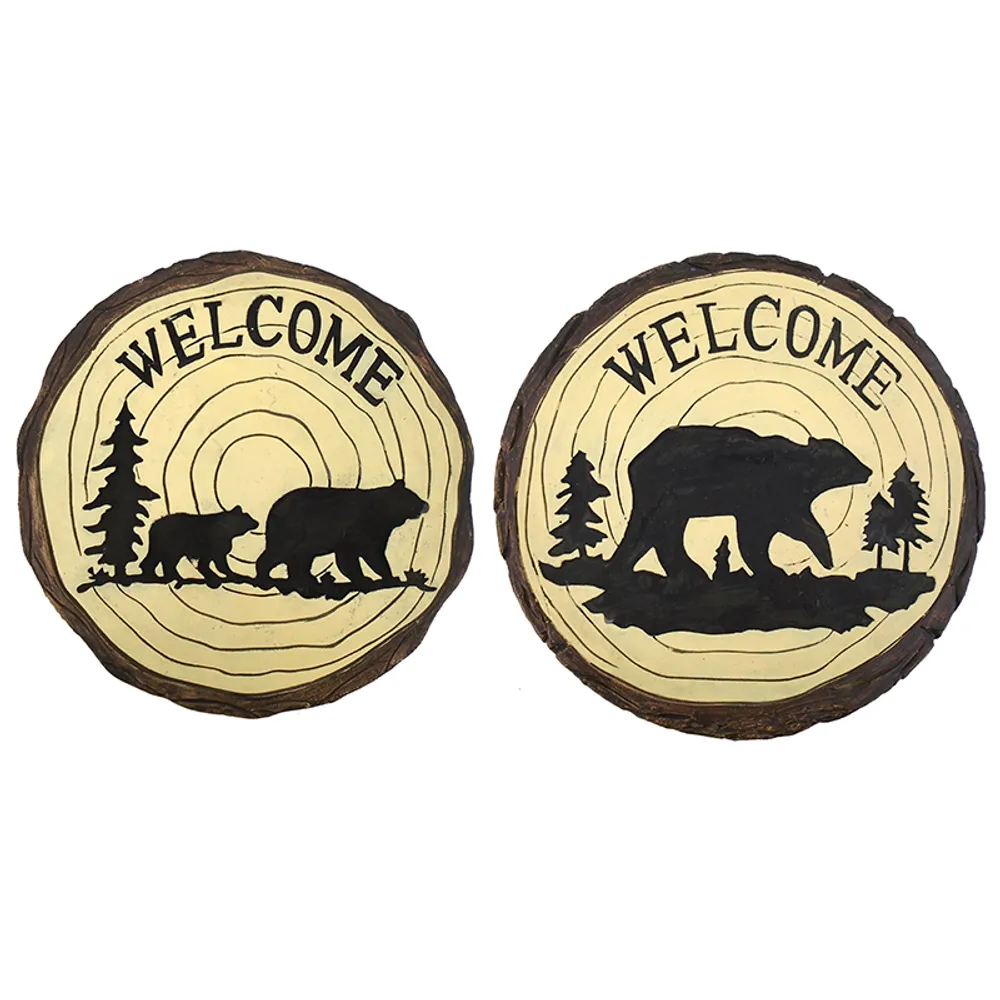9" BEAR WELCOME STEPPING STONE 2-ASST