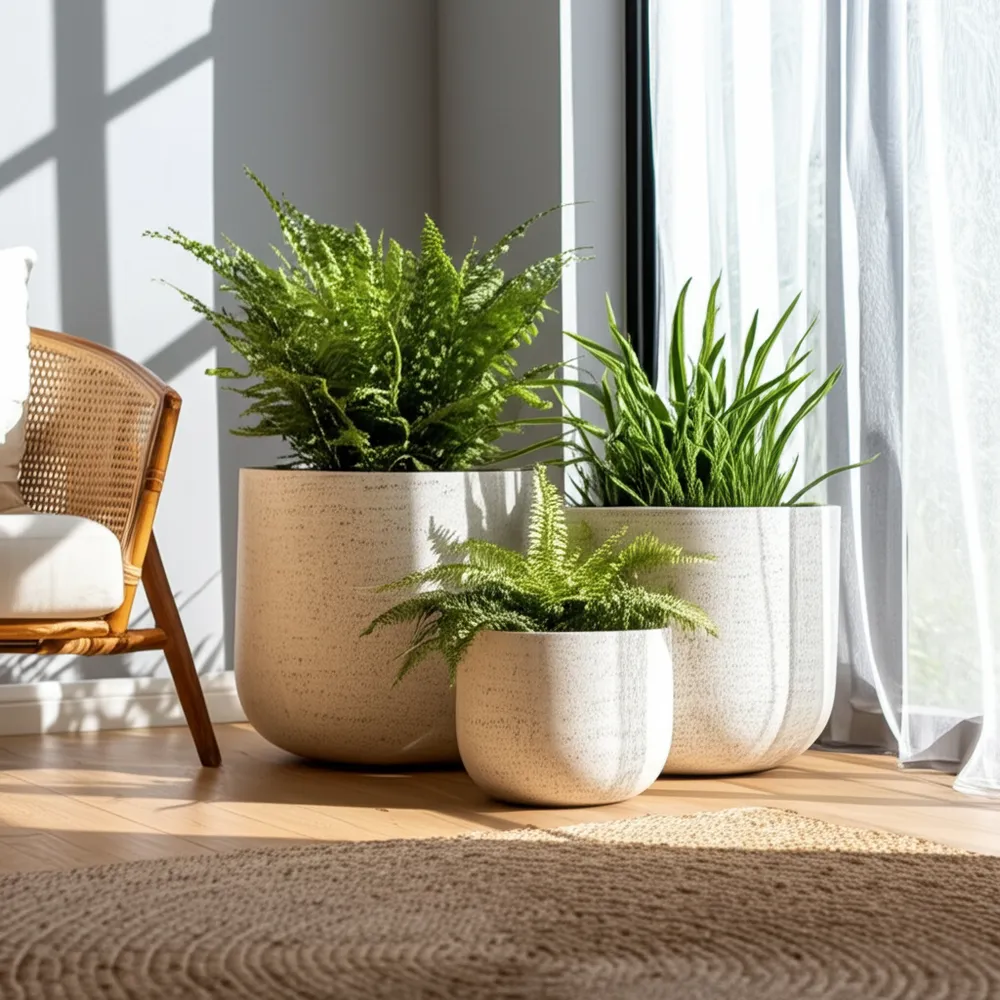TODDCLIFF SET OF 3 IVORY PLANTER 16 (IN)