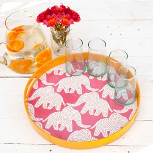 Elephant  Round Lacquer Serving Tray 5