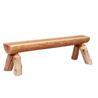 Cedar Log 36-inch Half-log Bench - Wood Seat - Coffee