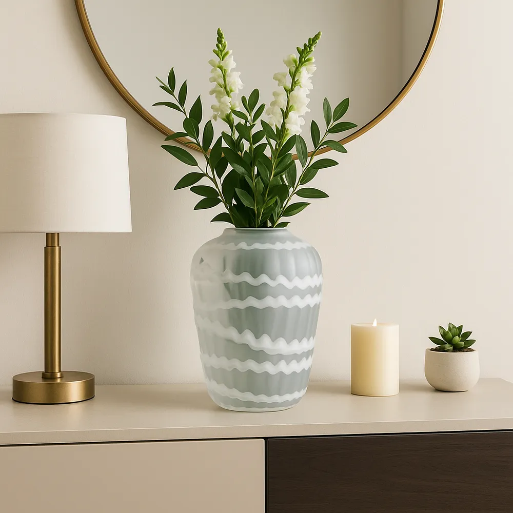 AXELBURN WHITE GLASS VASE 14 (IN)