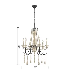 Sommieres 25'' Wide 6-Light Chandelier - Antique French Cream 2