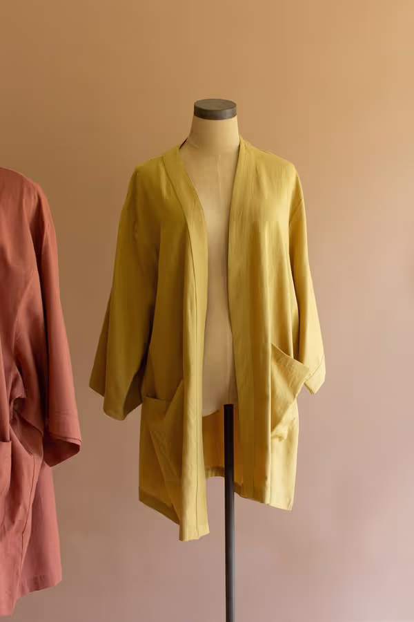 Short Kimono with Front Pockets - Pistachio
