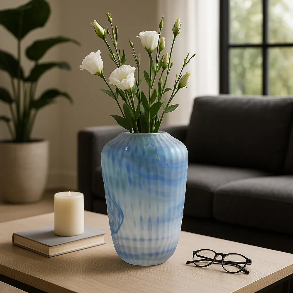 KIRBYWAY BLUE GLASS VASE 14 (IN)