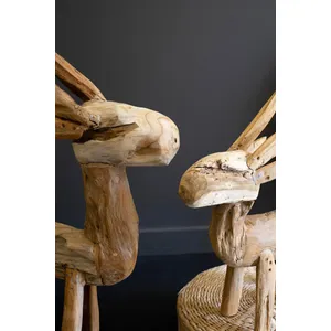 Set of 2 Rustic Teak Reindeer 2