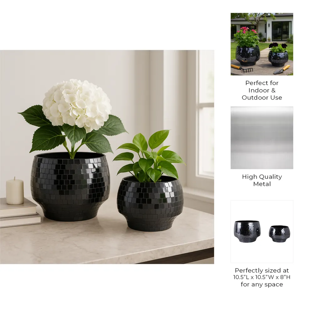 ANTONSHAW SET OF 2 BLACK PLANTER 8 (IN)