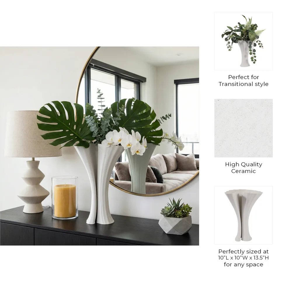 WRENMORE WHITE VASE 14 (IN)