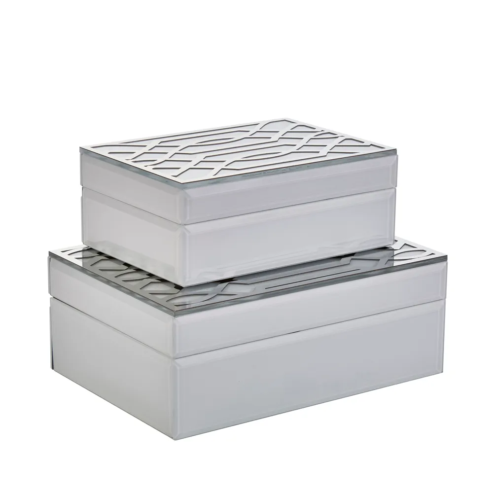 FLINTRIDGE SET OF 2 SILVER BOXES 4 (IN)
