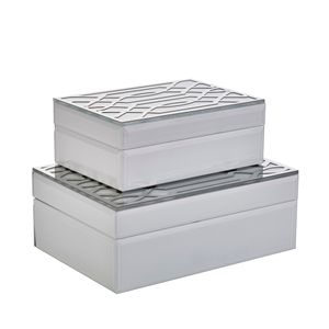FLINTRIDGE SET OF 2 SILVER BOXES 4 (IN) 1