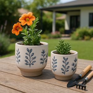 DRYDENBROOK SET OF 2 BLUE PLANTER 8 (IN) 11