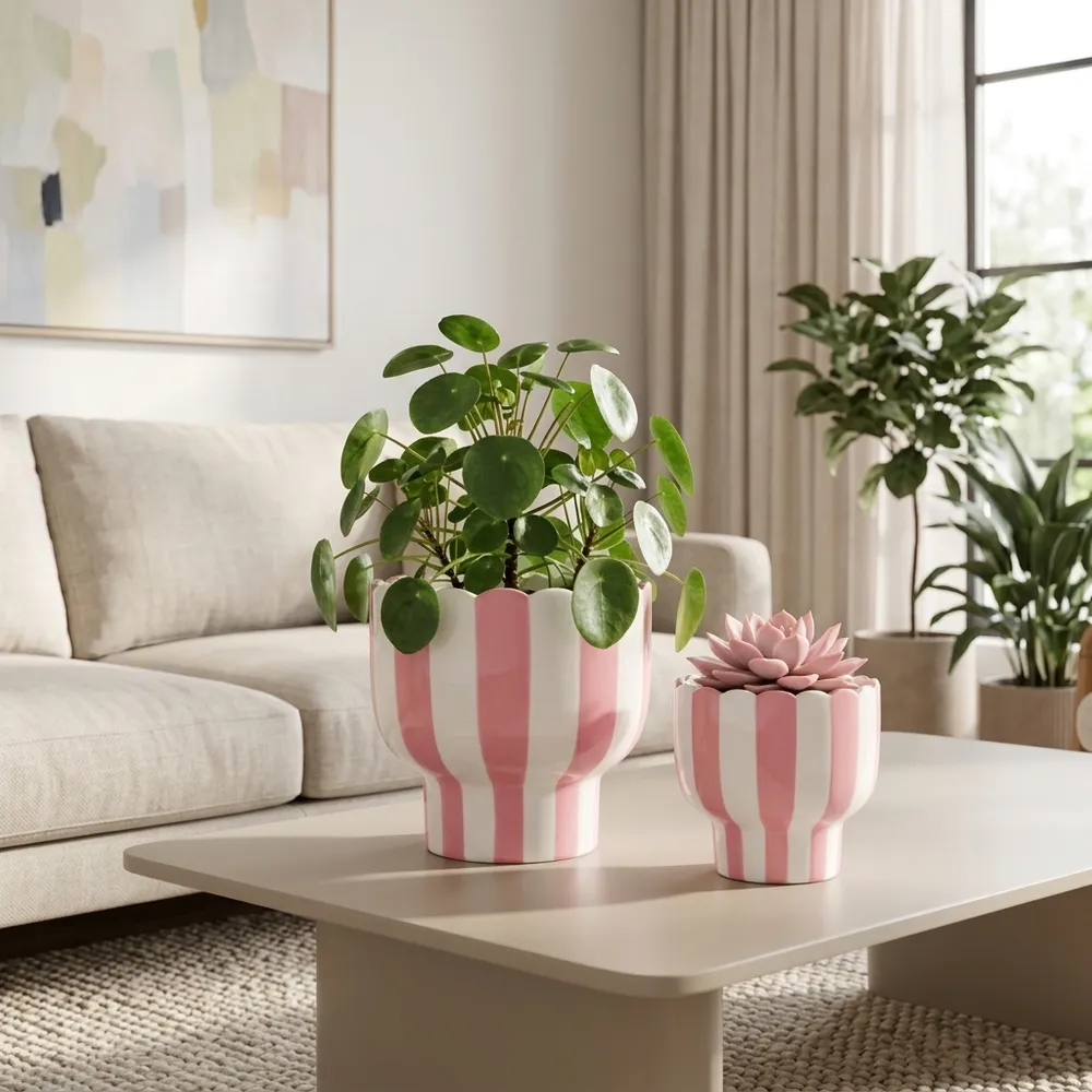 HARDYGROVE SET OF 2 PINK PLANTER 7 (IN)