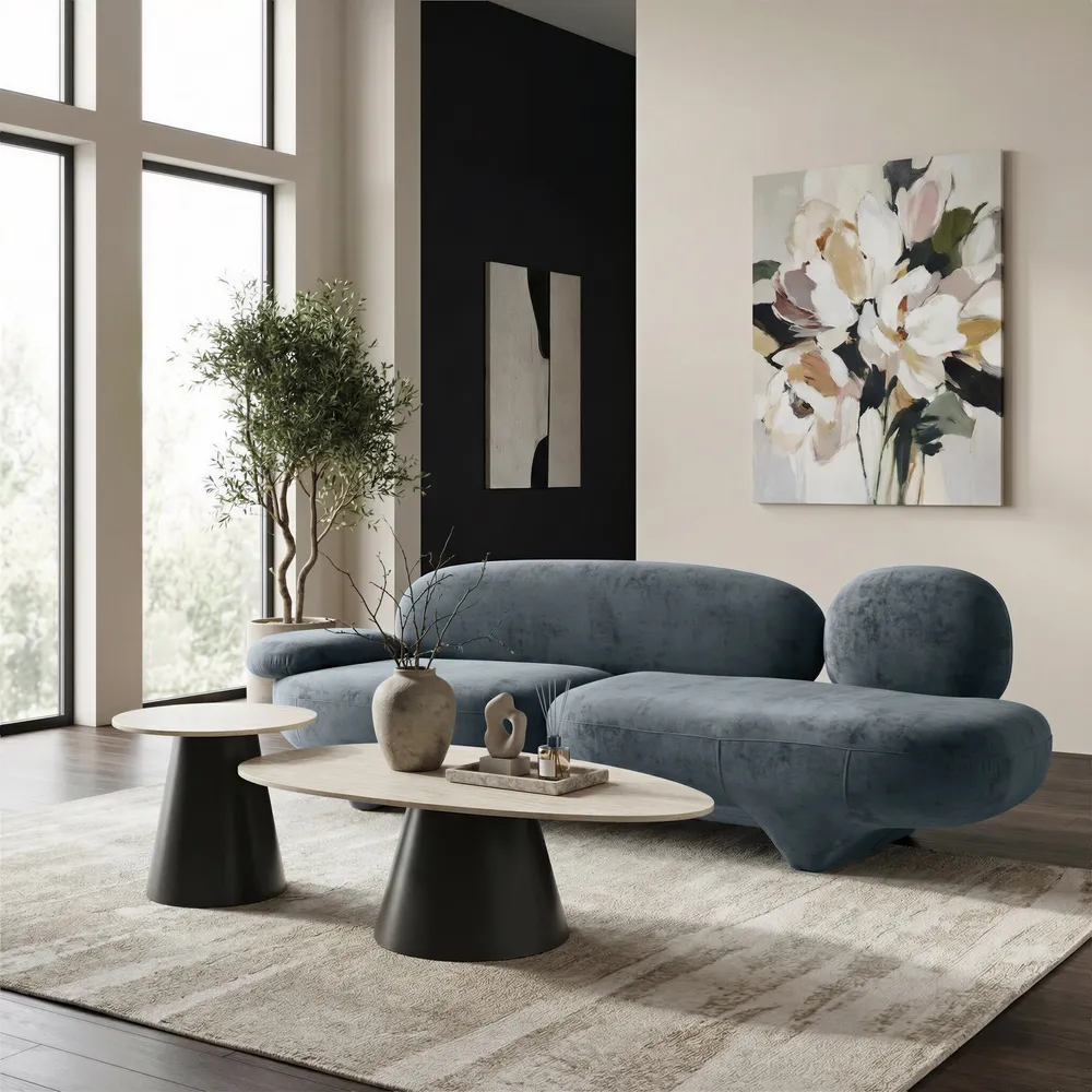 Reyes Coffee Table Set Natural & Black