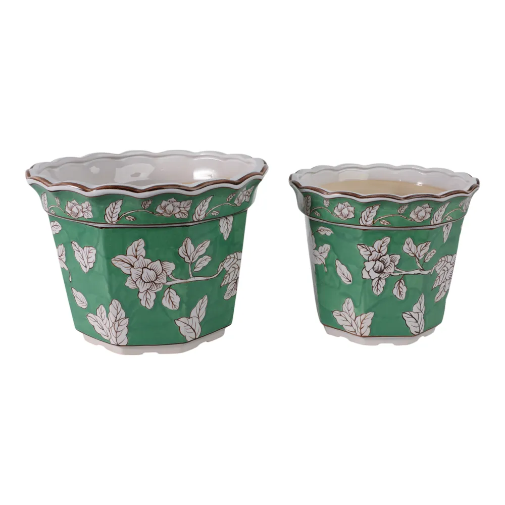 AIDENRIDGE SET OF 2 GREEN PLANTER 10 (IN)