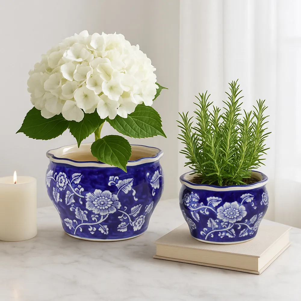 HENLEYDALE SET OF 2 BLUE PLANTER 6 (IN)