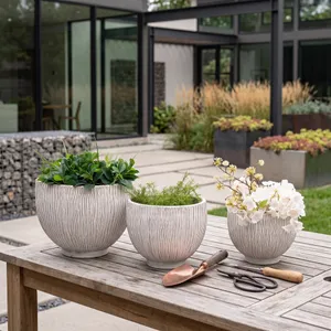 CUTTERWELL SET OF 3 WHITE PLANTER 11 (IN) 9