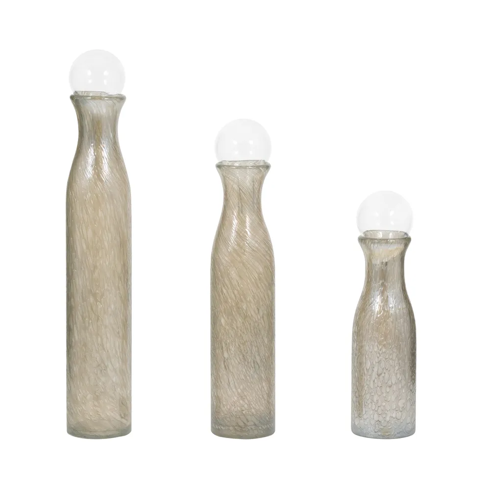 BRYNHAVEN SET OF 3 GRAY GLASS VASES 22 (IN)