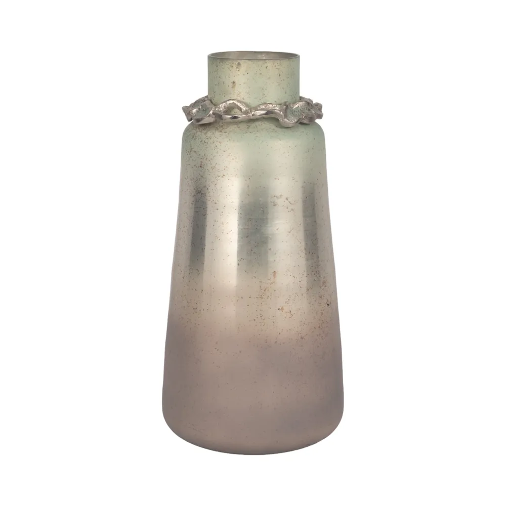 LUCASWICK SILVER GLASS VASE 17 (IN)