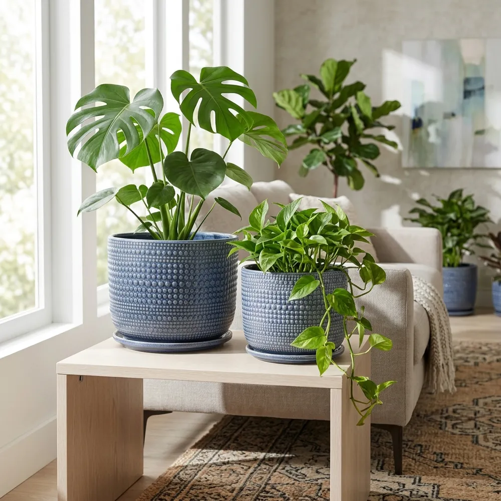 FIONAOAK SET OF 2 BLUE PLANTER 10 (IN)