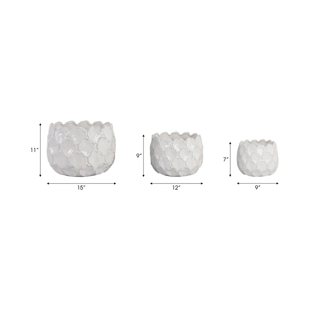 HAZENSHAW SET OF 3 WHITE PLANTER 11 (IN)