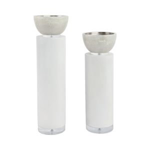 BECKETTWIND SET OF 2 WHITE CANDLE HOLDER 13 (IN) 4