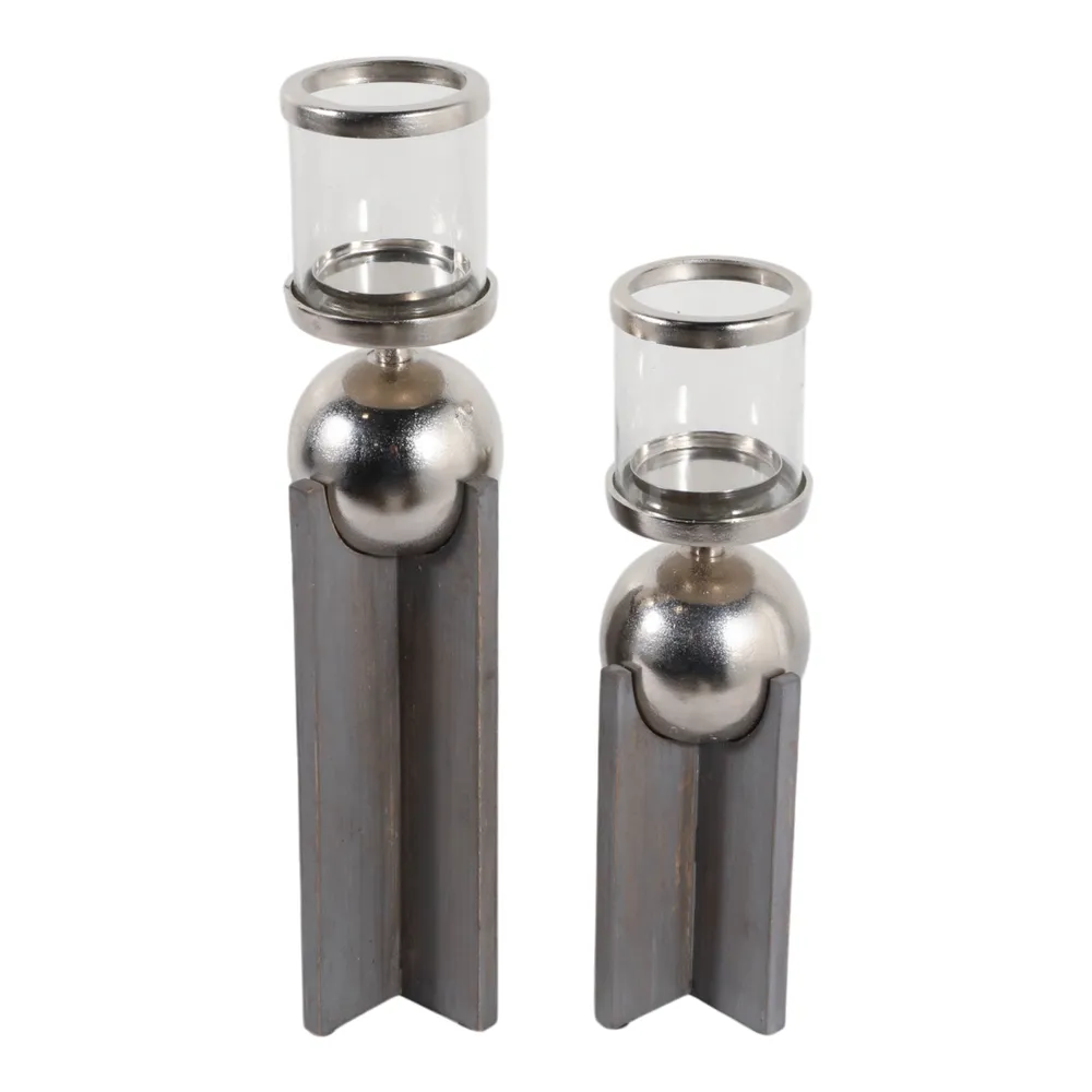 HAVENWORTH SET OF 2 GRAY CANDLE HOLDER 19 (IN)