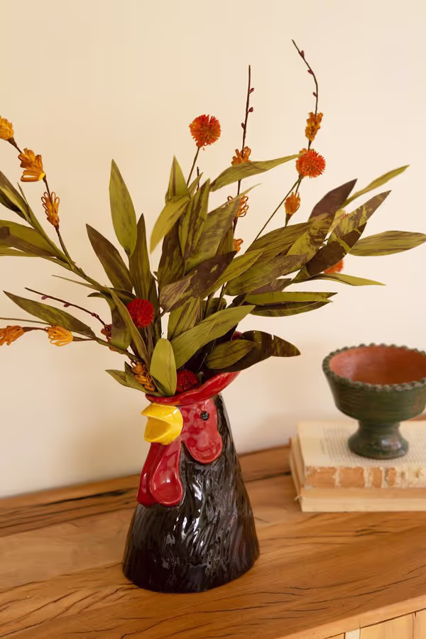 Ceramic Rooster Head Vase