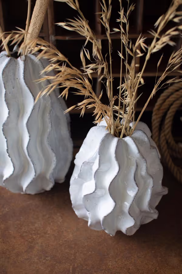 Large Ceramic Ruffle Vase