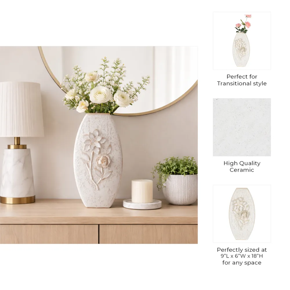 HAYESTON WHITE VASE 18 (IN)