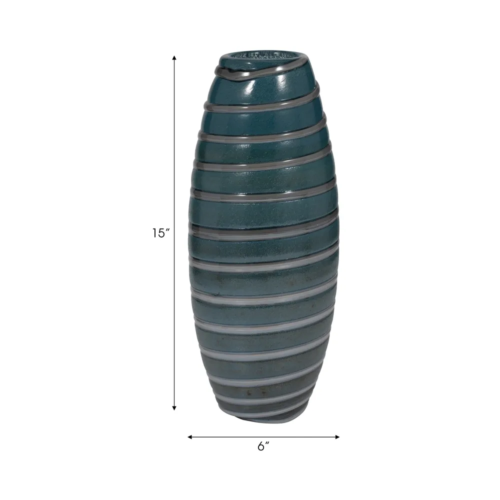 DENVERRIDGE BLUE GLASS VASE 15 (IN)