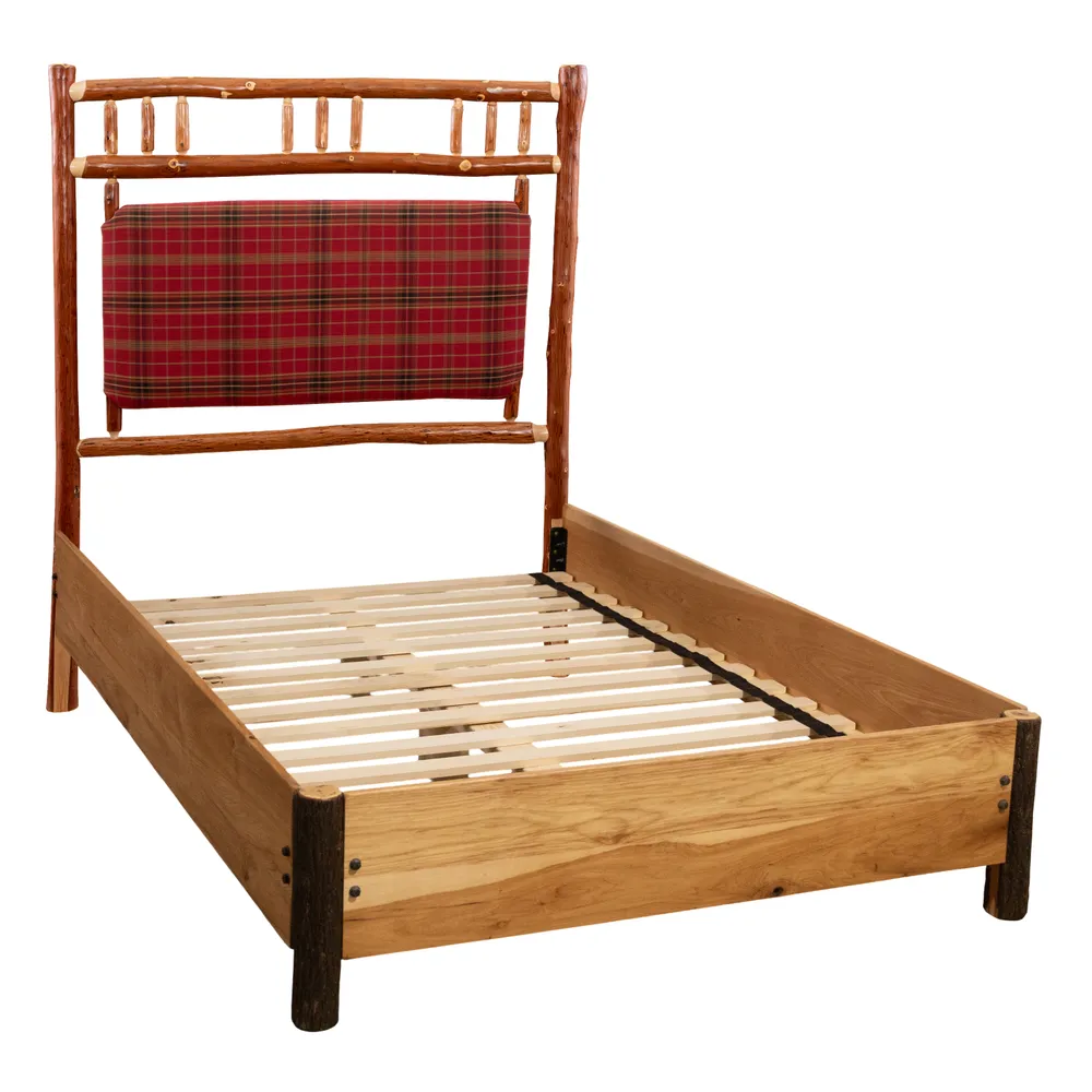 Hickory Log Upholstered Bed with Rail System - Queen - Standard Leather
