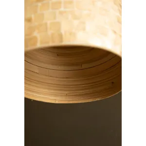 Teardrop Spun Bamboo Pendant Light with Neutral Capiz Shell Detail 3