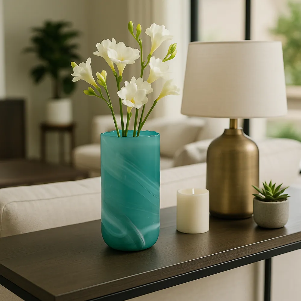 PARKERGROVE TURQUOISE GLASS VASE 15 (IN)