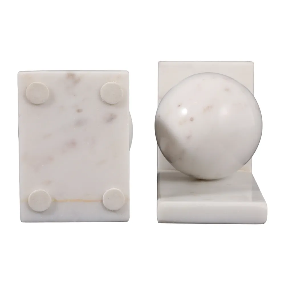 HELTONPORT SET OF 2 WHITE BOOKENDS 6 (IN)