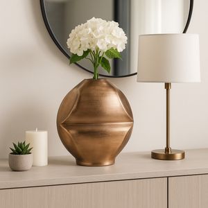 14" BYRAM, METAL SLIT VASE, CHAMPAGNE 11