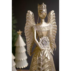 Large Antique Gold Table Top Christmas Angel 2