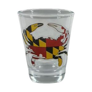 MARYLAND FLAG CRAB CLEAR SHOT GLASS 1