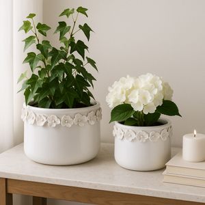 CROSBYGROVE SET OF 2 WHITE PLANTER 7 (IN) 11