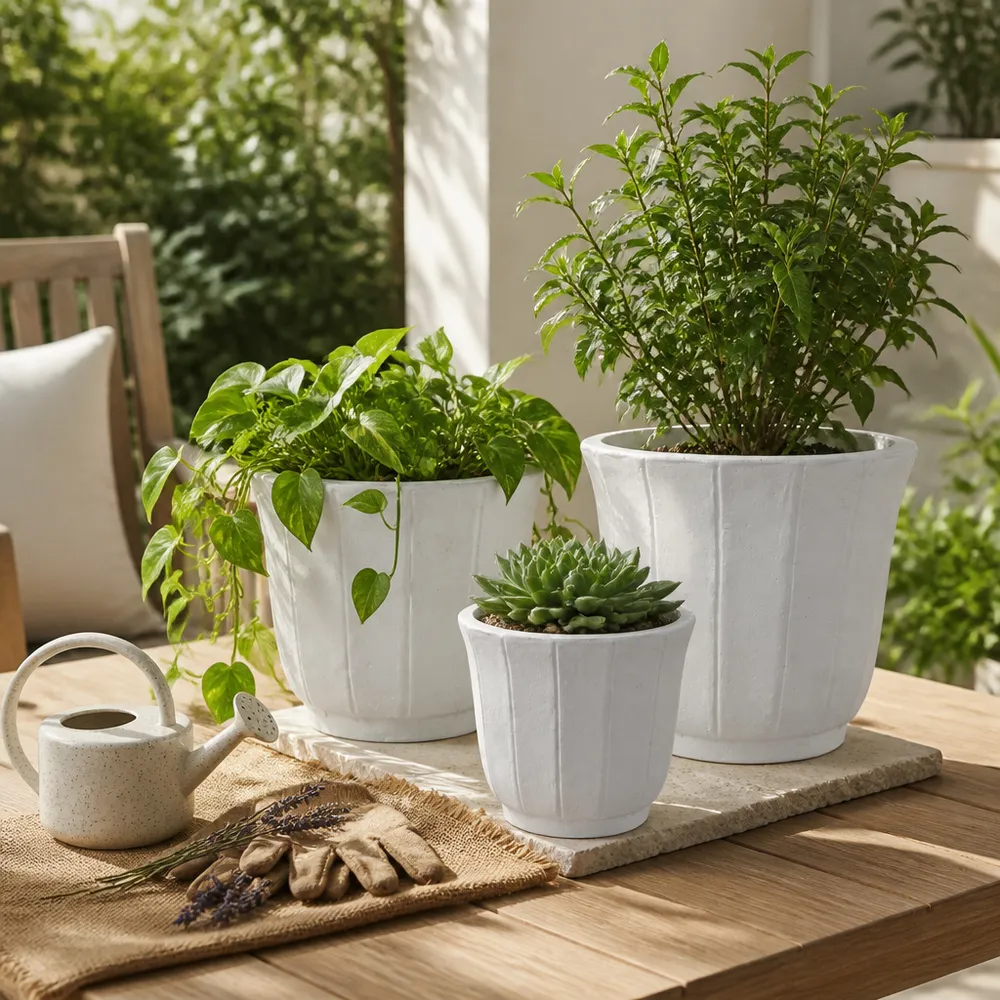 DALEHAM SET OF 3 WHITE PLANTER 13 (IN)