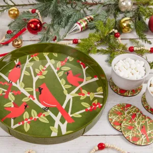 Cardinal Round Lacquer Serving Tray 3