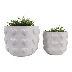 DRAPEROAK SET OF 2 IVORY PLANTER 10 (IN) 3